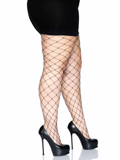 LEG AVENUE ISLA FENCE NET TIGHTS - QUEEN SIZE