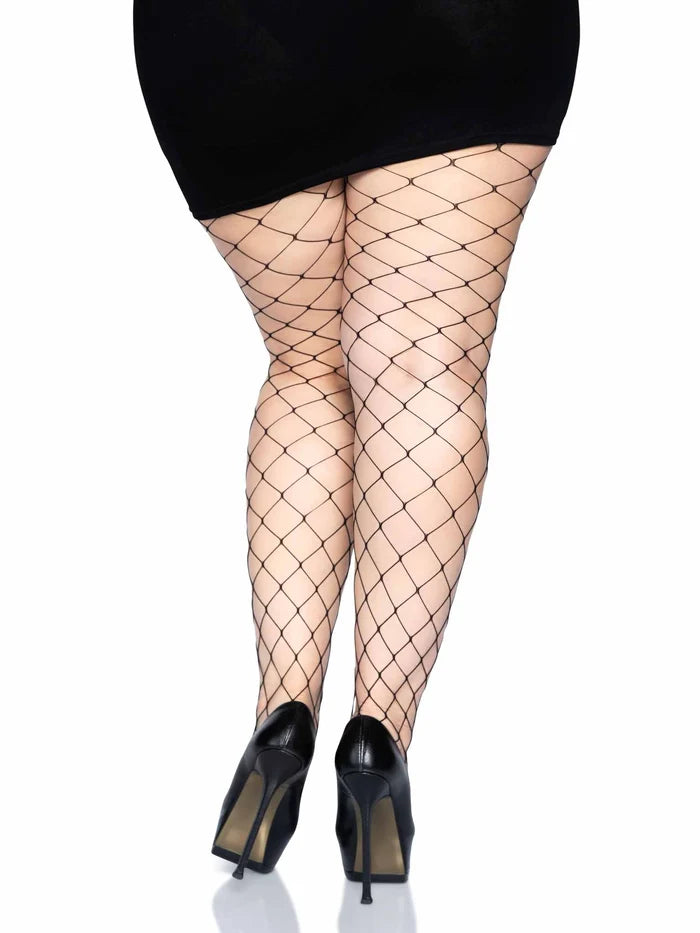 LEG AVENUE ISLA FENCE NET TIGHTS - QUEEN SIZE