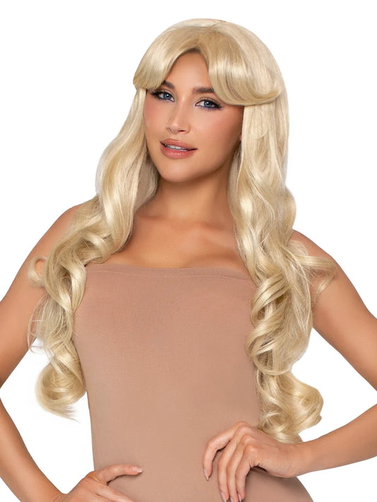 LEG AVENUE 27" CURTAIN BANG WAVY WIG - BLONDE