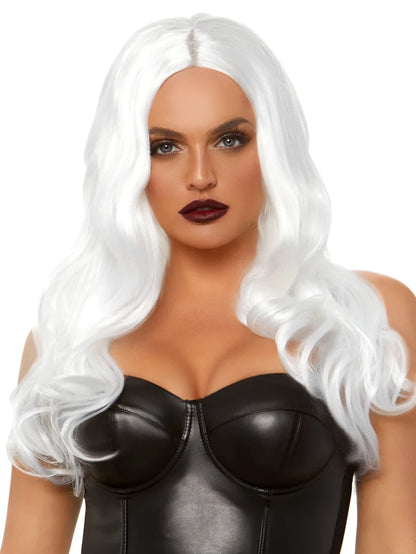 LEG AVENUE 27" LONG WAVY CENTER PART WIG - WHITE
