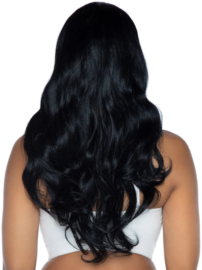 LEG AVENUE 27" LONG WAVY CENTER PART WIG - BLACK