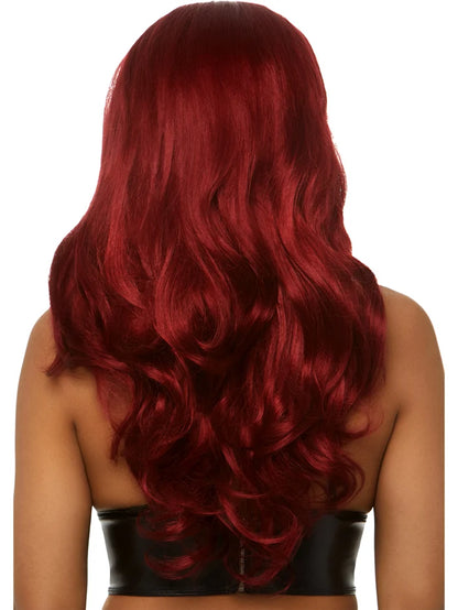 LEG AVENUE 27" LONG WAVY CENTER PART WIG - BURGUNDY