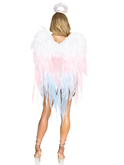 LEG AVENUE ANGEL OMBRE CHIFFON WINGS & HALO - MULTICOLOR