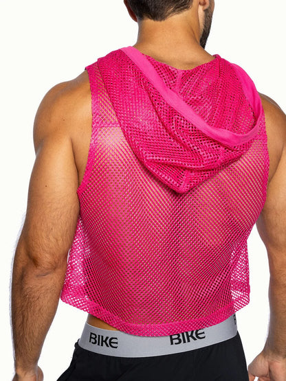 BIKE HOODED MESH PRACTICE JERSEY - HOT PINK