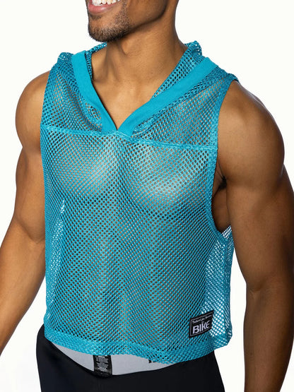 BIKE HOODED MESH PRACTICE JERSEY - TEAL