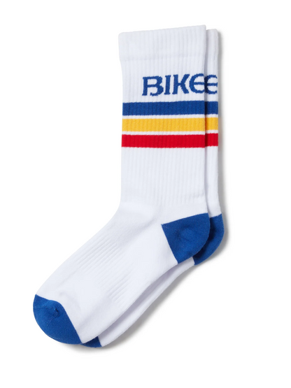 BIKE CREW SOCKS - BLUE YELLOW RED STRIPE