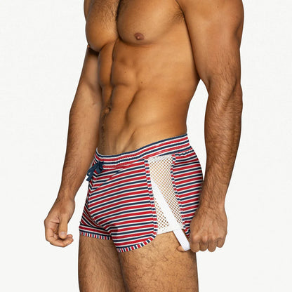 BIKE PEEK-A-BOO JOCK SWIM TRUNK - SAILOR STRIPE