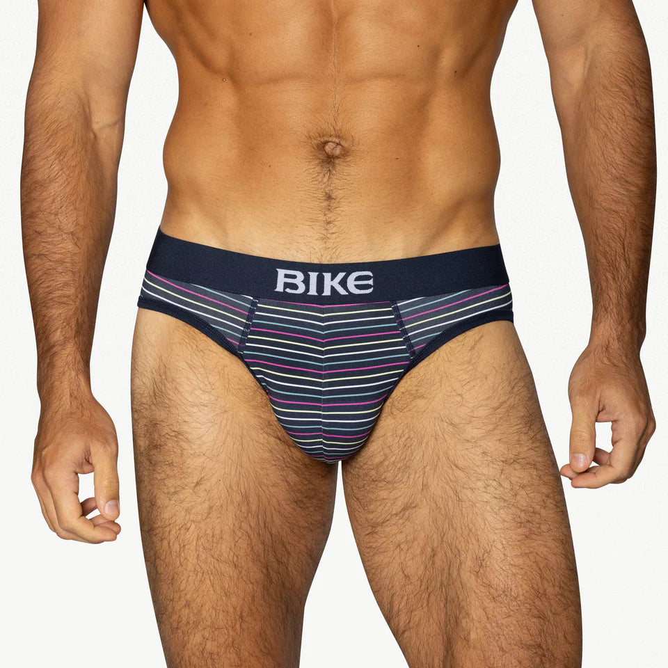 BIKE MICRO STRIPE STRETCH COTTON BRIEF - NAVY