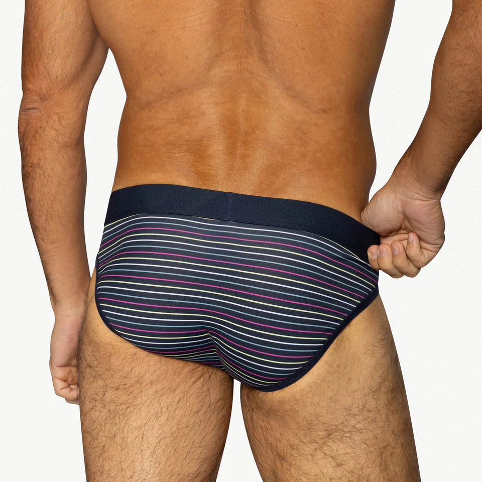 BIKE MICRO STRIPE STRETCH COTTON BRIEF - NAVY