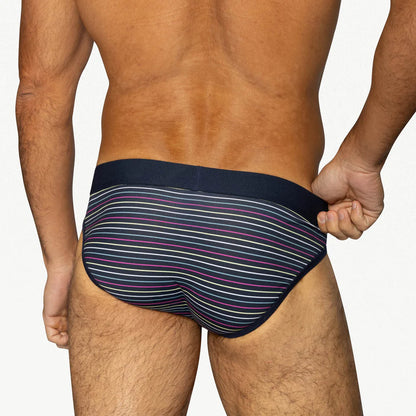 BIKE MICRO STRIPE STRETCH COTTON BRIEF - NAVY