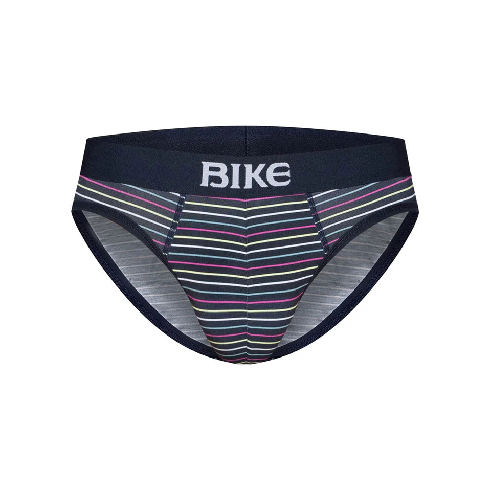 BIKE MICRO STRIPE STRETCH COTTON BRIEF - NAVY