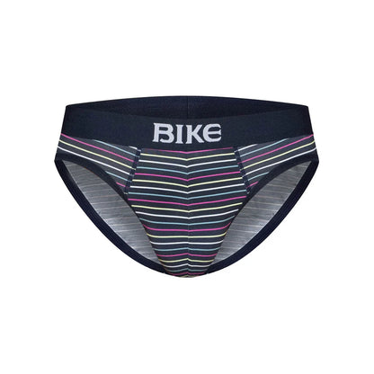 BIKE MICRO STRIPE STRETCH COTTON BRIEF - NAVY
