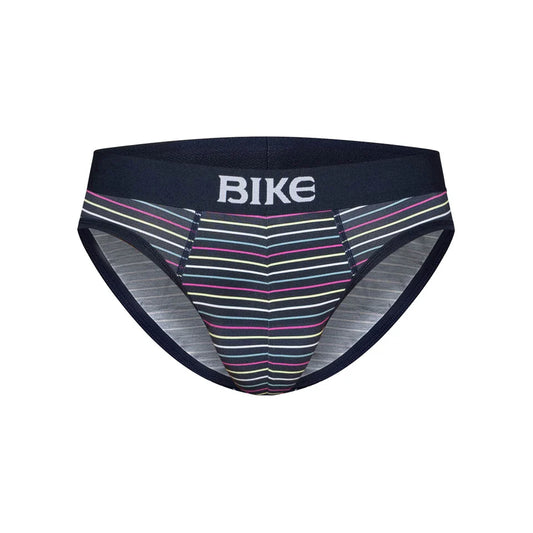 BIKE MICRO STRIPE STRETCH COTTON BRIEF - NAVY