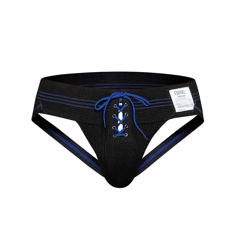 BIKE 1980s VINTAGE LACE-UP JOCKSTRAP - BLACK