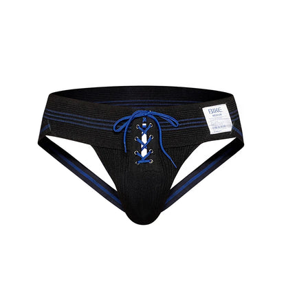 BIKE 1980s VINTAGE LACE-UP JOCKSTRAP - BLACK