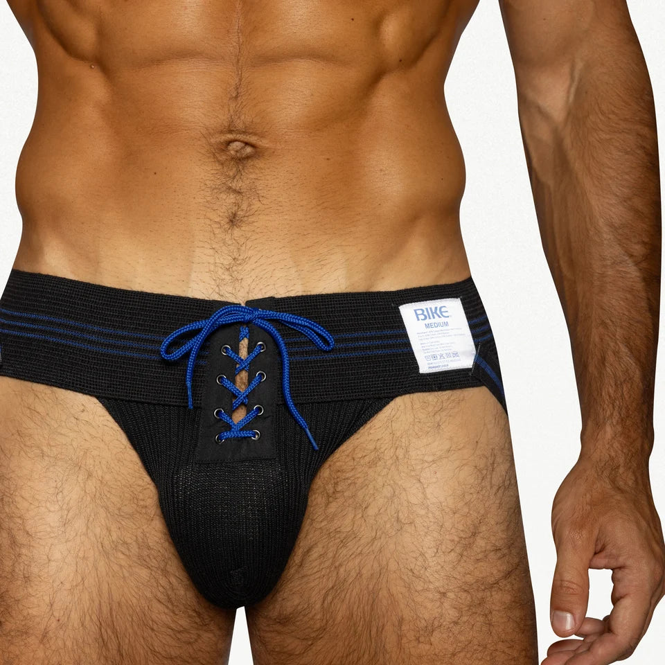 BIKE 1980s VINTAGE LACE-UP JOCKSTRAP - BLACK