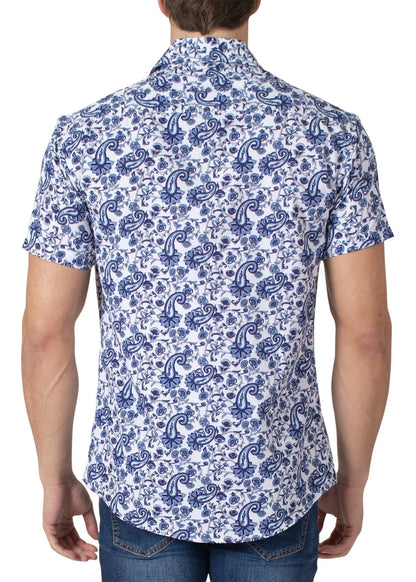 BESPOKE FILIGREE BUTTON DOWN BLUE