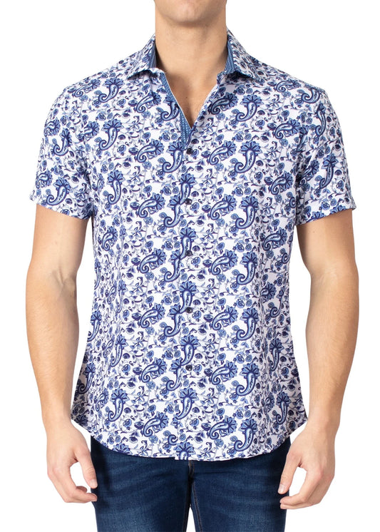 BESPOKE FILIGREE BUTTON DOWN BLUE