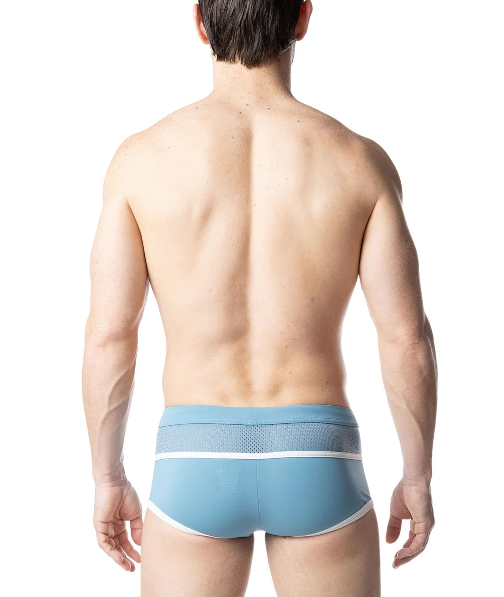 NASTY PIG OVERLAY SQUARE CUT SWIM LIGHT TEAL/ WHITE