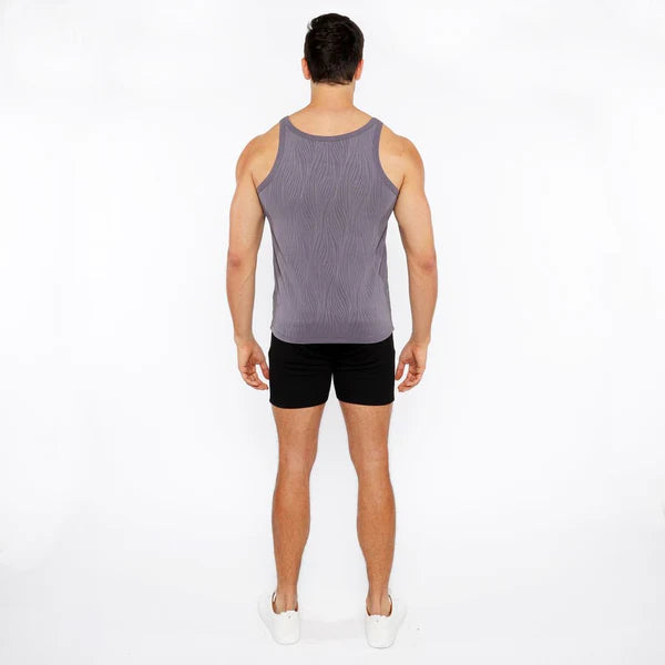ST33LE VEINS STRETCH TEXTURED KNIT TANK - CHARCOAL