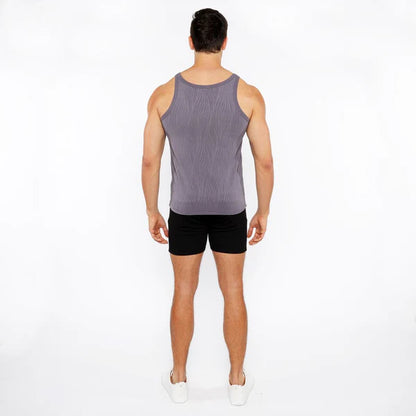 ST33LE VEINS STRETCH TEXTURED KNIT TANK - CHARCOAL