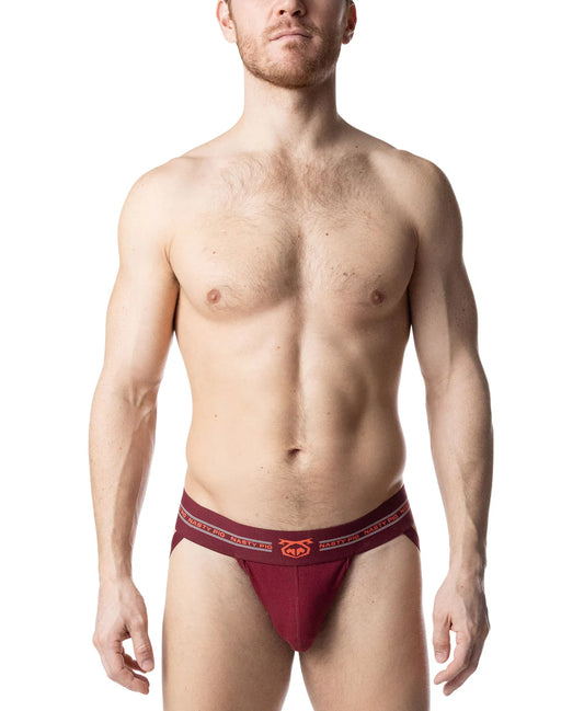 NASTY PIG CORE JOCK STRAP - BURGUNDY/ VIBRANT ORANGE