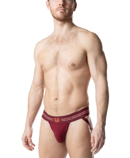 NASTY PIG CORE JOCK STRAP - BURGUNDY/ VIBRANT ORANGE