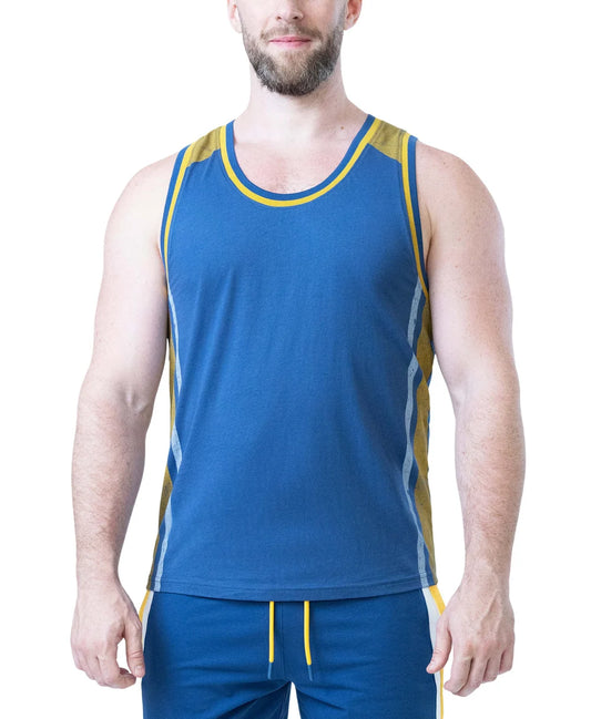 NASTY PIG DEADLIFT TANK TOP - CADET BLUE/ GOLDEN ROD
