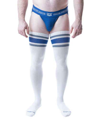NASTY PIG HOOK'D UP THIGH HIGH SOCK - QUARTZ BLUE/ WHITE/ MIRAGE BLUE