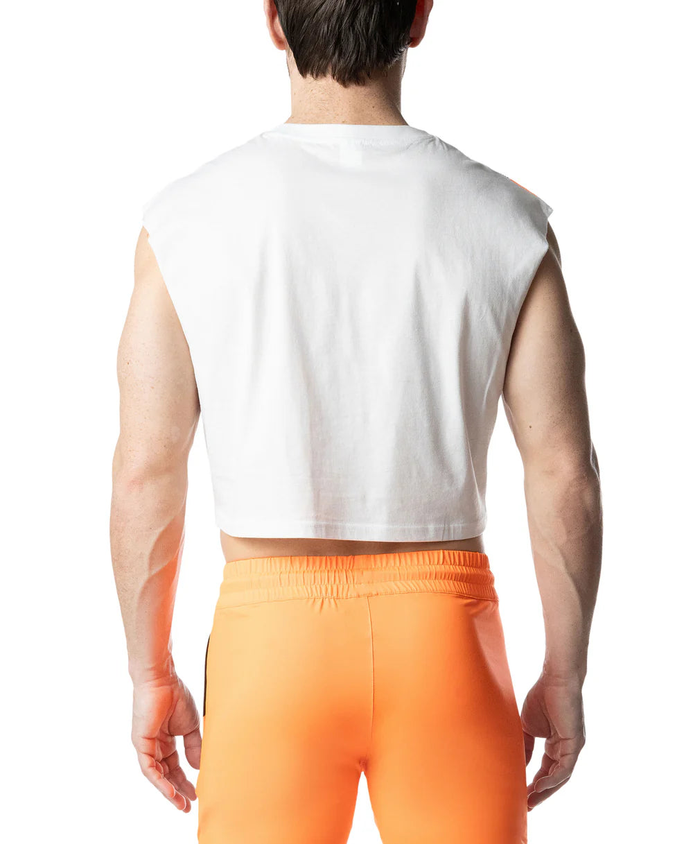 NASTY PIG HYPER CROP TOP- WHITE/ VIBRANT ORANGE/ BLACK