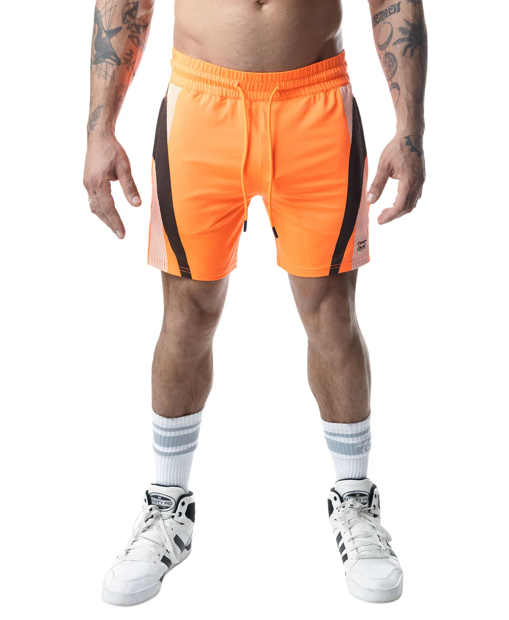 NASTY PIG HYPER RUGBY SHORTS VIBRANT ORANGE/ WHITE/ BLACK