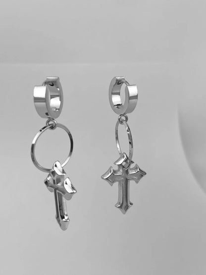 RARE ROMANCE EXTRUDED CROSS DROP EARRINGS