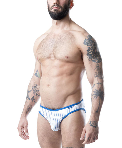 NASTY PIG THIRD BASE LOW RISE BRIEF - WHITE/ QUARTZ BLUE