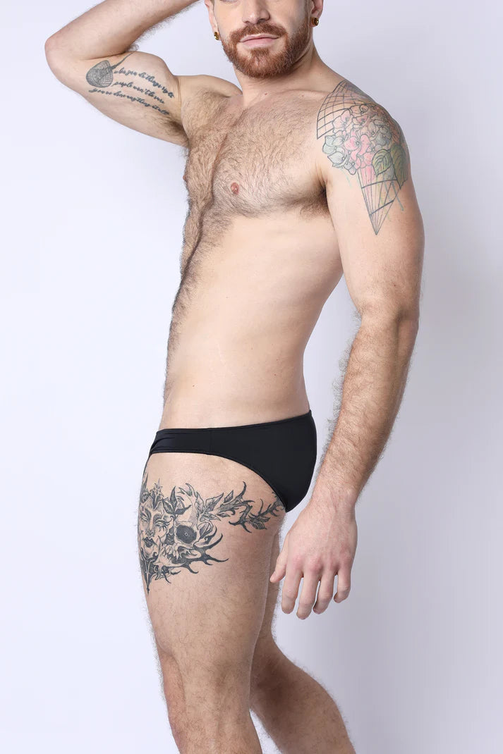 TIMOTEO MAUI REVERSIBLE TIE SWIM BRIEF - BLACK/ METALLIC BLACK