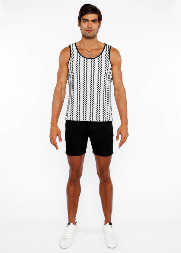 ST33LE ZIGZAG STRIPE TANK FOG BLUE/ BLACK
