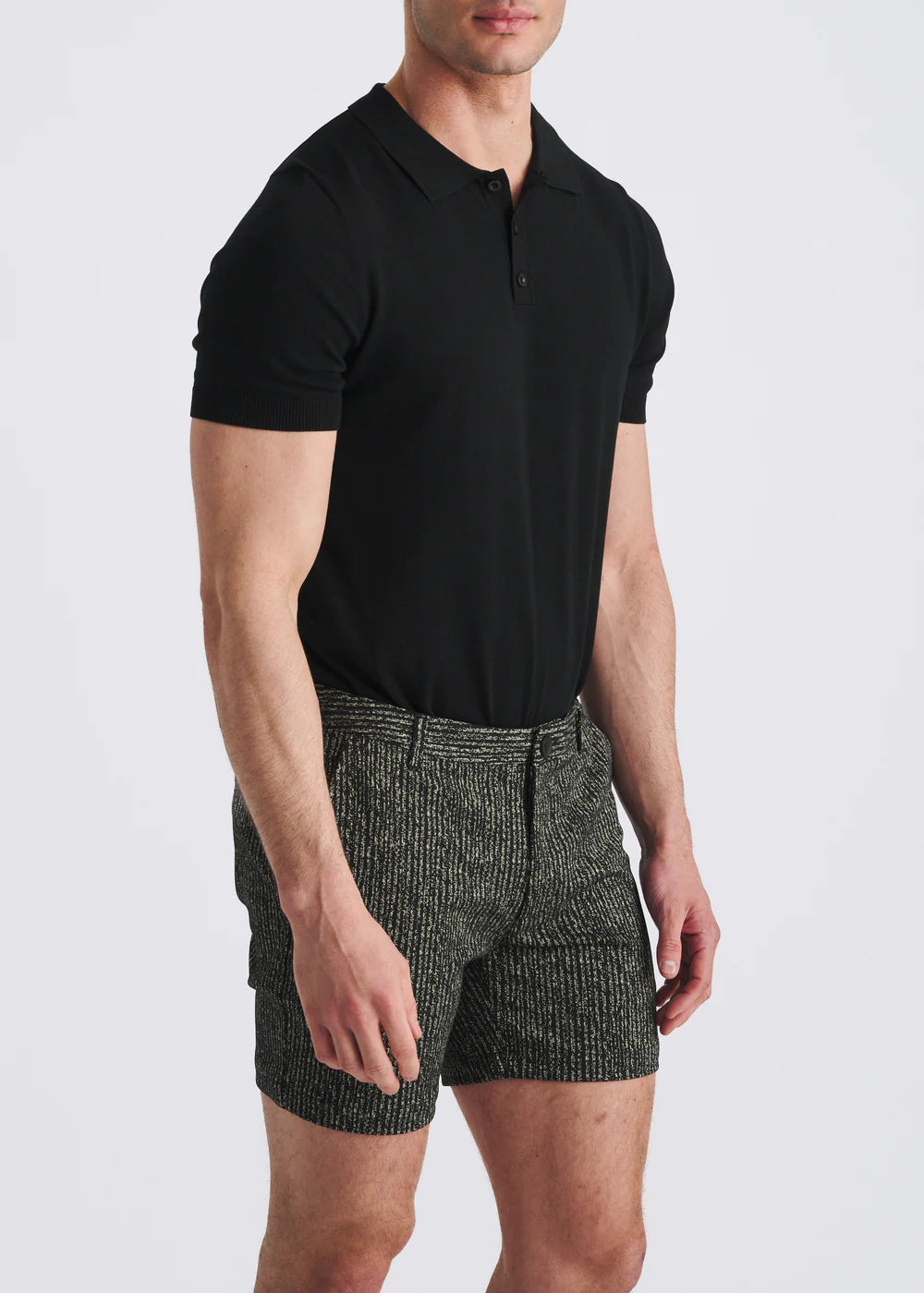POSTMARC JACQUARD HERRINGBONE 6" CHINO SHORTS - BLACK