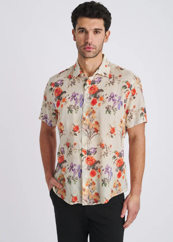 POSTMARC LINEN/ TENCEL BUTTON DOWN - PERSIMMON/ PURPLE