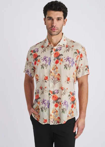 POSTMARC LINEN/ TENCEL BUTTON DOWN - PERSIMMON/ PURPLE