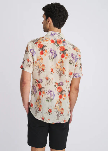 POSTMARC LINEN/ TENCEL BUTTON DOWN - PERSIMMON/ PURPLE
