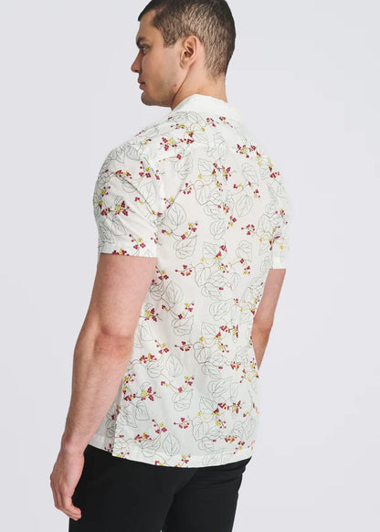 POSTMARC FLORAL EMBROIDERED SHORT SLEEVE WOVEN SHIRT