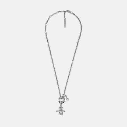 RARE ROMANCE PIERCED GUMMY BEAR NECKLACE SILVER