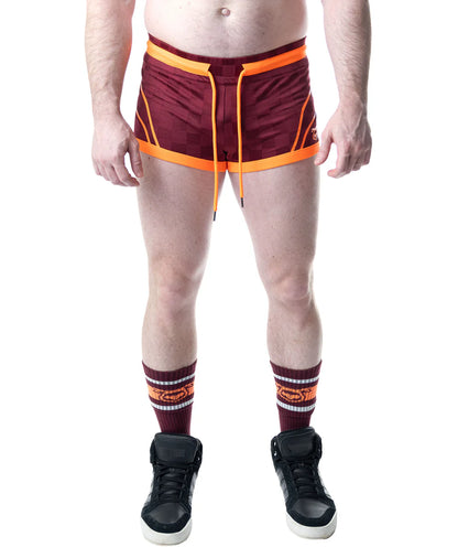 NASTY PIG RIVAL TRUNK SHORTS - BURGUNDY/ VIBRANT ORANGE