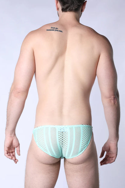 TIMOTEO SICILY CROCHET MESH SWIM BRIEF - TURQUOISE