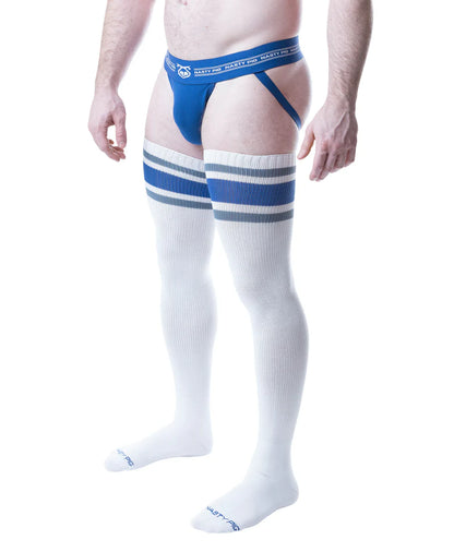 NASTY PIG HOOK'D UP THIGH HIGH SOCK - QUARTZ BLUE/ WHITE/ MIRAGE BLUE