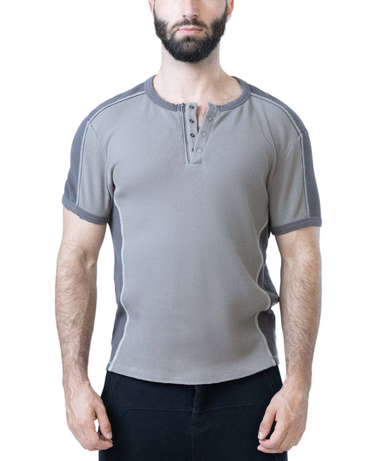 NASTY PIG THERMO HENLEY SHIRT - SHARK GREY/ FOSSIL GREY
