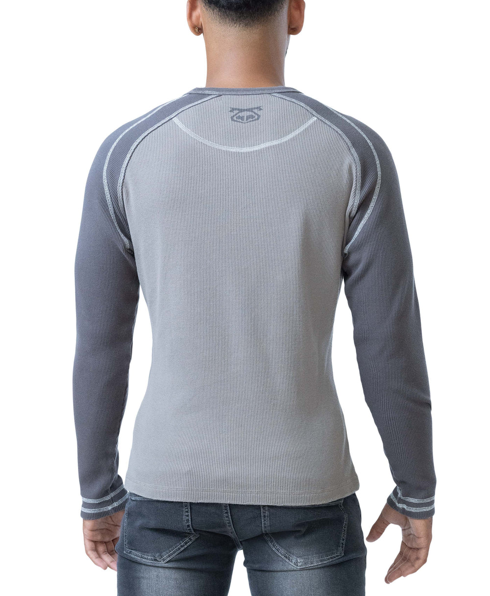 NASTY PIG THERMO HENLEY LONG SLEEVE - SHARK GREY/ FOSSIL GREY