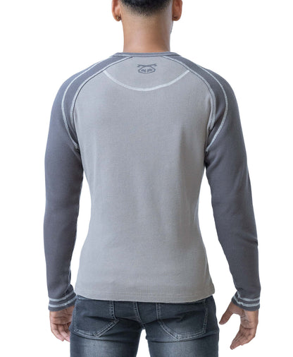 NASTY PIG THERMO HENLEY LONG SLEEVE - SHARK GREY/ FOSSIL GREY