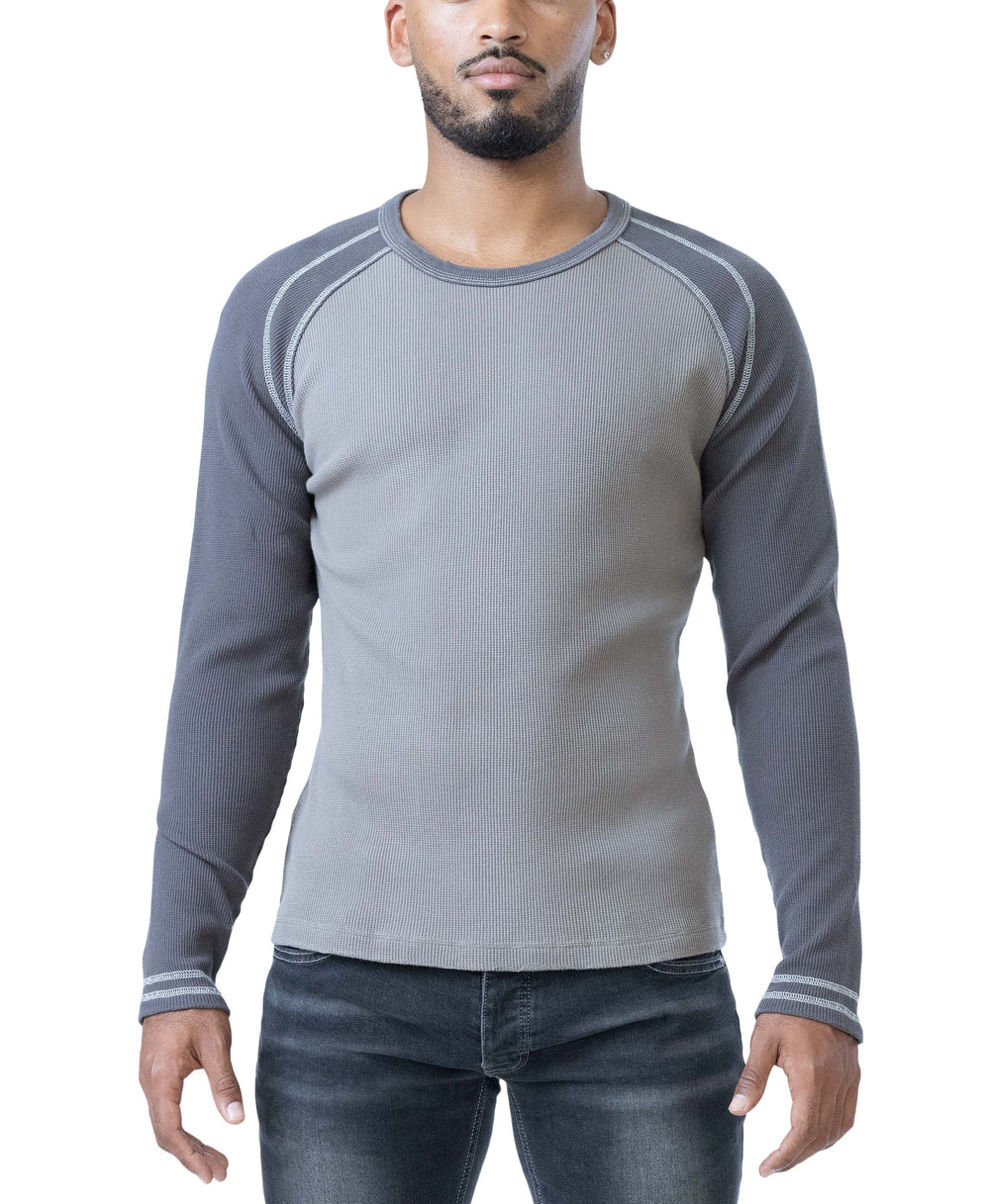 NASTY PIG THERMO HENLEY LONG SLEEVE - SHARK GREY/ FOSSIL GREY