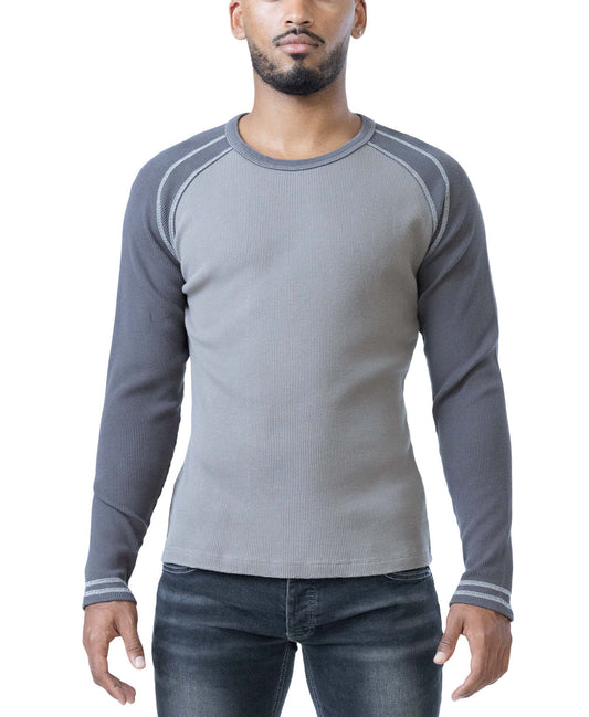 NASTY PIG THERMO HENLEY LONG SLEEVE - SHARK GREY/ FOSSIL GREY