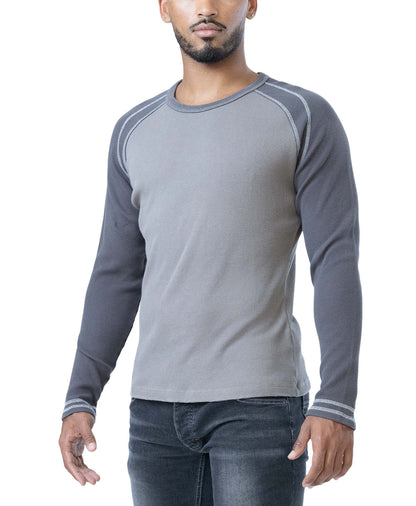 NASTY PIG THERMO HENLEY LONG SLEEVE - SHARK GREY/ FOSSIL GREY